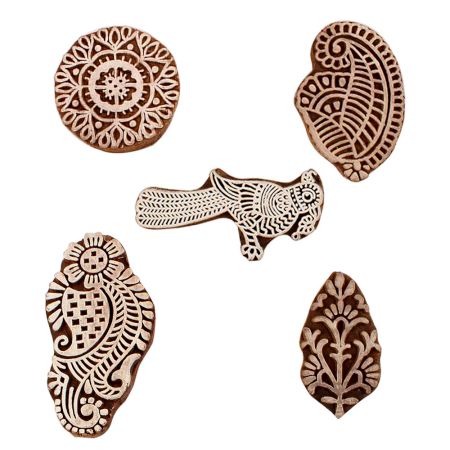 Set of 5 Piece New Mix Wooden Printing Blocks